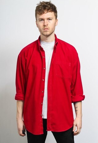 VINTAGE CORDUROY CORD SHIRT RED