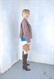 VINTAGE 80'S LIGHT REAL LEATHER GLAM SHORT JACKET IN MAROON
