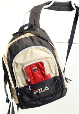 Vintage Fila Backpack Rucksack Navy Cream