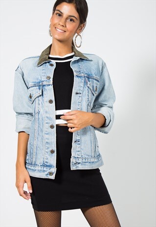 VINTAGE 80S LEVI'S CONTRAST COLLAR DENIM JACKET / S1523