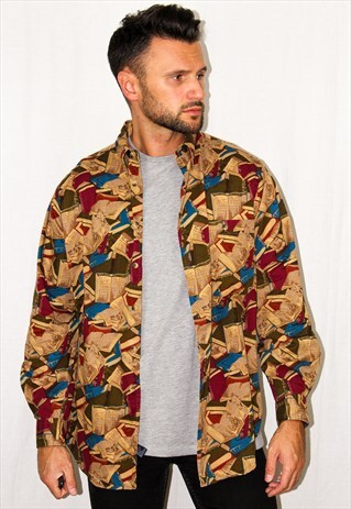 VINTAGE OVERSIZED NAUTICA ABSTRACT PRINT FESTIVAL SHIRT