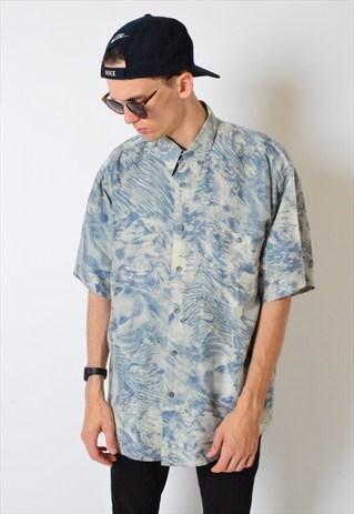 VINTAGE 90S ABSTRACT SHORT SLEEVE SILK SHIRT