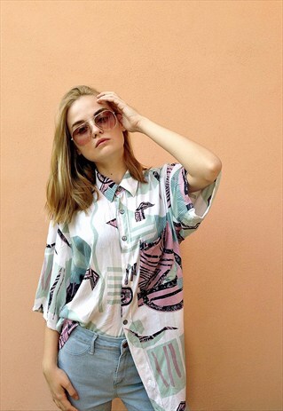 90S PALE COLORS PATTERNED SHIRT