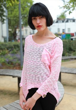 Lightweight Knitted Jumper in Bright Pink