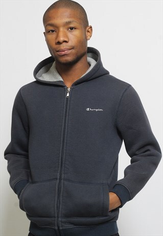 VINTAGE CHAMPION LOGO HOODIE BLUE