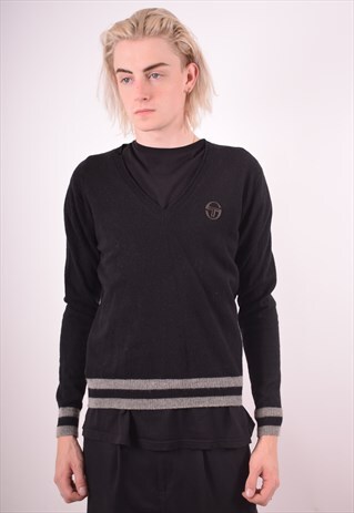 SERGIO TACCHINI MENS VINTAGE JUMPER SWEATER MEDIUM BLACK 90S