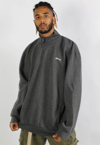 VINTAGE SLAZENGER 1/4 ZIP OVERSIZE SWEATSHIRT GREY