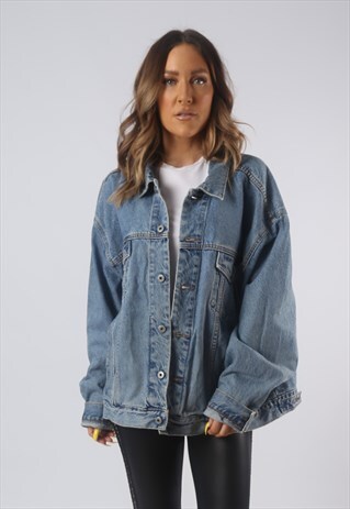 VINTAGE GAP DENIM JACKET OVERSIZED FITTED UK 20 XXXL (B3O)