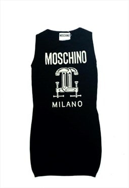 Moschino Knit Dress y2k 90s Logo Print Black and White