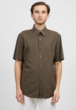VINTAGE BROWN HUGO BOSS SHORT SLEEVE SHIRT
