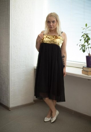 VINTAGE 90'S BLACK GOLDEN TOP SLEEVELESS DRESS