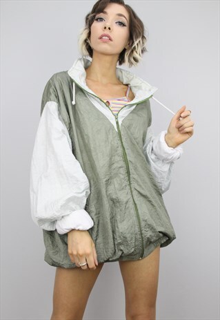 VINTAGE 80S 90S OVERSIZED SHELL SUIT FESTIVAL JACKET