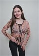 Y2K PAISLEY BLOUSE, 00S TIE COLLAR SHIRT, VINTAGE 