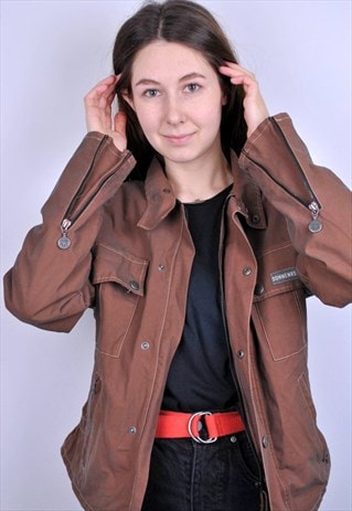 VINTAGE BROWN BUTTON WORKER JACKET