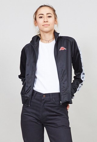 CLASSIC VINTAGE BLACK 90'S KAPPA LOGO TRACKSUIT JACKET