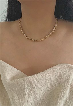 1970. 18K Gold Chunky Rope Chain Statement Necklace