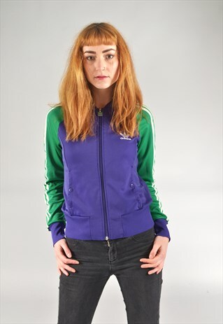 VINTAGE ADIDAS PURPLE & GREEN TRACK TOP JACKET