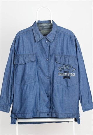 VINTAGE EVISU MIGHTY DENIM LONG SLEEVE EMBROIDERY SHIRT