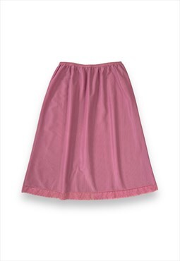 Vintage underslip slip skirt in pink with floral lace trim