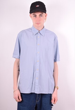 YVES SAINT LAURENT MENS VINTAGE SHIRT LARGE BLUE 90'S