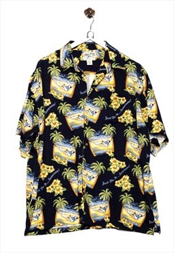 Vintgae Big Dogs Hawaiian Shirt Dog chillin Print Navy/Color