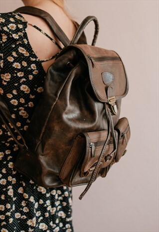 VINTAGE 90S' GRUNGE BROWN RUCKSACK
