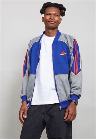 VINTAGE ELECTRIC BLUE MESH 80'S ADIDAS BOMBER JACKET