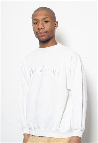 VINTAGE REEBOK BIG SPELL OUT LOGO SWEATSHIRT WHITE