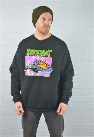 VINTAGE LEE BLACK "SNOWBOAT" COLLEGE SWEATSHIRT