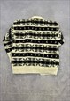 VINTAGE REY WEAR KNITTED CARDIGAN ABSTRACT PATTERNED SWEATER
