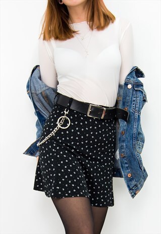 SHEER FLORAL SKATER BELT SKIRT VINTAGE AESTHETIC