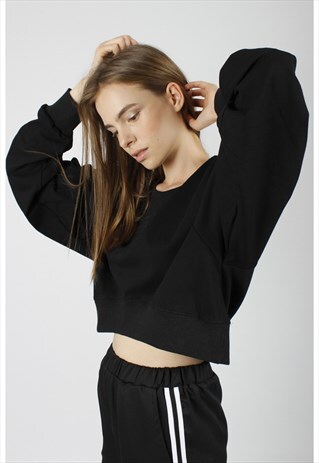 BLACK CROPPED JUMPER