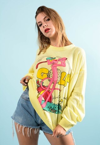 VINTAGE YELLOW PINK PANTHER SWEATSHIRT