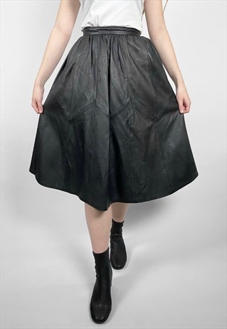 80's Vintage Ladies Circular Black Leather Skirt | The Archive Vintage ...