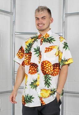 Vintage Funky Pattern Shirt in Pineapple Design XL
