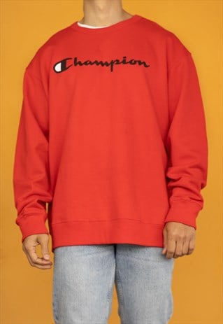 Vintage Champion Sweatshirt Big classic logo in Red XXL