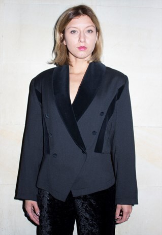 VINTAGE 80S DYNASTY ELEGANT SMOKING JACKET IN BLACK