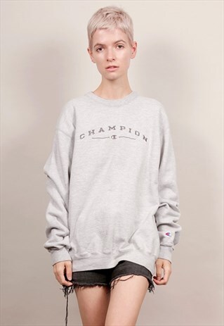 90'S VINTAGE RARE CHAMPION GREY OVERSIZED SWEATER