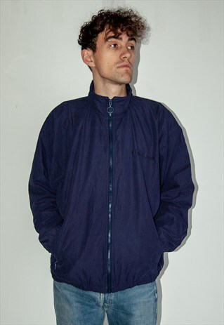 VINTAGE RETRO ADIDAS NAVY BLUE LIGHT BOMBER JACKET