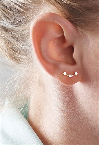 SILVER STARS EAR STUDS