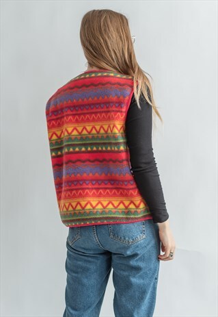 VINTAGE 80S FUNKY AZTEC FLEECE GILET