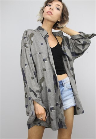 VINTAGE 80S/90S OVERSIZED PATTERNED SHIRT