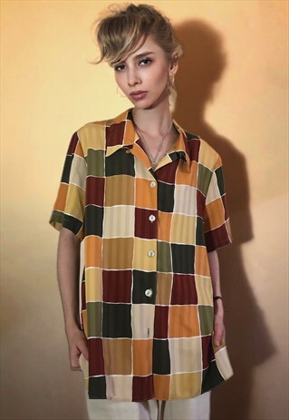 90S VINTAGE COLORFUL CHECKERS SHIRT
