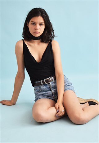 90'S RETRO DRAPED NECK GRUNGE TOP