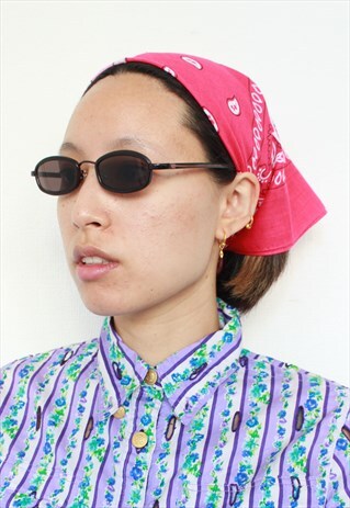 Y2K VINTAGE BROWN TINT SLIM BLACK FRAME SUNGLASSES