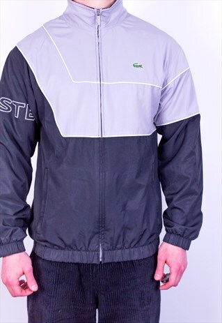 VINTAGE LACOSTE JACKET IN BLACK & GREY SMALL