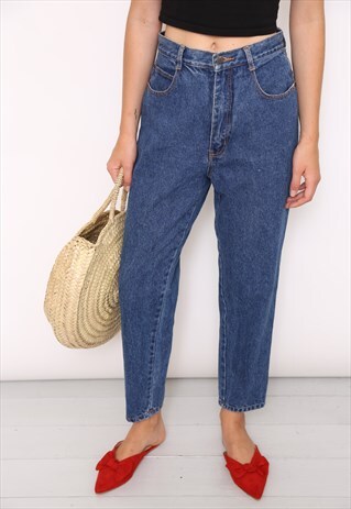 VINTAGE BLUE DENIM HIGH WAISTED MOM JEANS