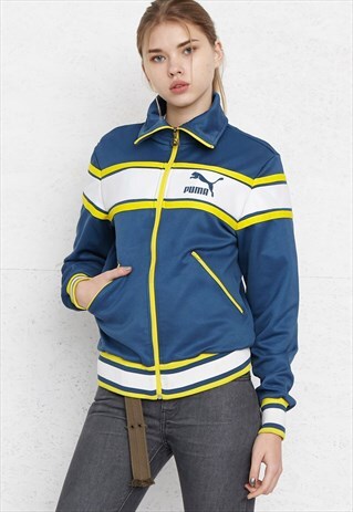 VINTAGE BLUE PUMA ZIP TRACK JACKET