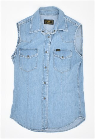 VINTAGE 90'S LEE SLEEVELESS DENIM SHIRT BLUE