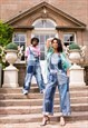 JUST HARRY OVERSIZED PANELLED DUNGAREES IN REWORKED DENIM